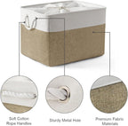 TheWarmHome Organization Basket - 20x16x14 inch Jumbo 3 Pack Collapsible Storage Bins for Shelves, Fabric Storage Cubes for Closet Organizer Gift Toy (White & Khaki)