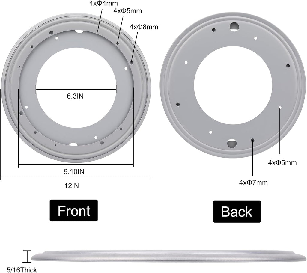 12Inch Round Lazy Susan Turntable Bearing Plate, Rotating Swivel Base with 1000lbs Load Capacity, Turntable Base for Serving Tray, Kitchen