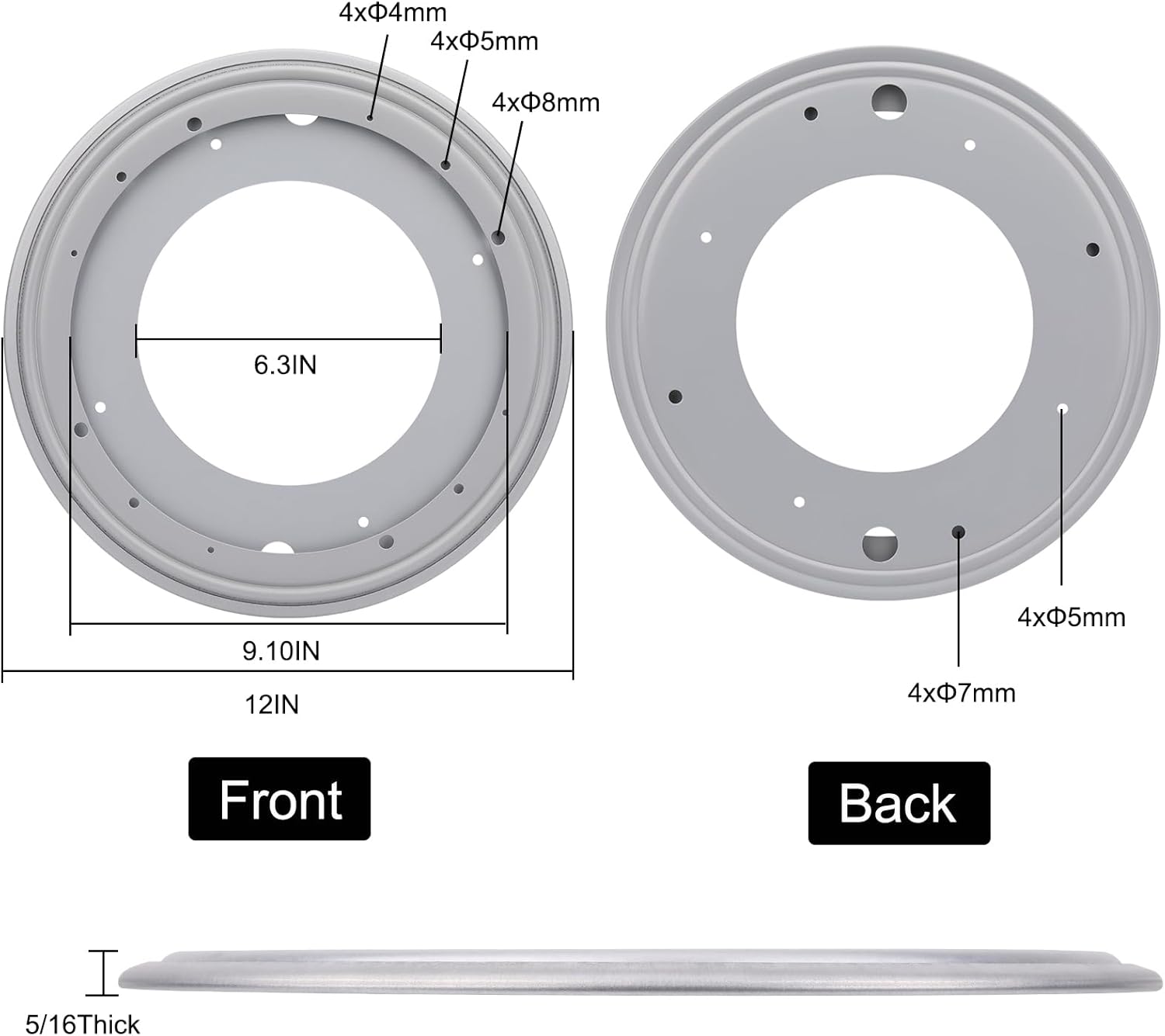 12Inch Round Lazy Susan Turntable Bearing Plate, Rotating Swivel Base with 1000lbs Load Capacity, Turntable Base for Serving Tray, Kitchen