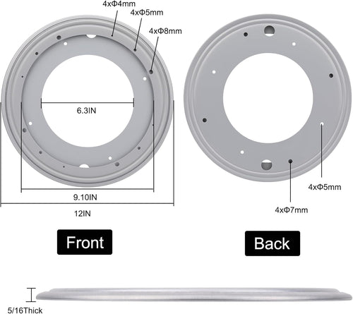 12Inch Round Lazy Susan Turntable Bearing Plate, Rotating Swivel Base with 1000lbs Load Capacity, Turntable Base for Serving Tray, Kitchen