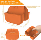 Sponge Holder for Kitchen Sink, Silicone Sink Saddle Caddy Organizer Rack, Sponges Holder Over Faucet, Hanging Kitchen Organizer Accessories Rack Basket Orange