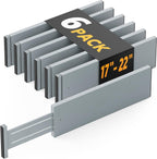 SpaceAid Bamboo Dresser Drawer Dividers 6 Pack, 4.65“ High Adjustable 17“-22” Drawer Organizers, Expandable Organization for Clothing, Clothes, Dressers, Gray