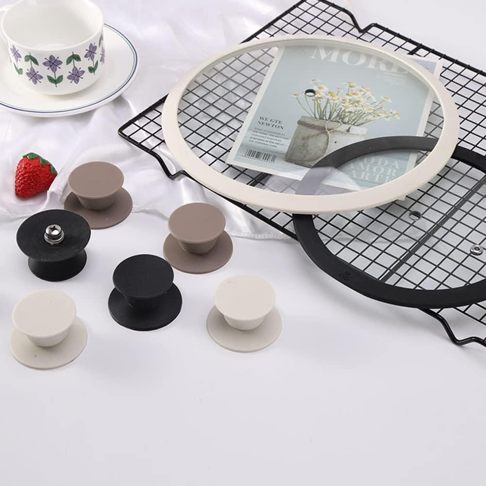 JoyTube Universal Pot Pan Lids Replacement Knob, Silicone Heat Resistant Pan Cover Holding Handles BPA Free Dishwasher Safe Fits Skillets and Kitchen Cookware (Pack of Two-Black)