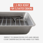 Chef Pomodoro Nonstick Carbon Steel Small Roasting Pan with Rack, Roasting Pan for Countertop Oven Baking, Single Serving, Grey (Mini)