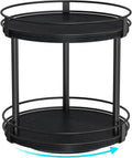 Snughome Lazy Susan Spice Rack, 2 Tier Rotating Spice Rack, Wood Lazy Susan Organizer for Cabinet, Black Kitchen Counter Shelf, 10.2" x 10.2" x 10.4"