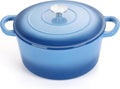 E-far Dutch Oven Pot with Lid, 5 Quart Enameled Cast Iron Round Dutch Oven Stockpot for Bread Baking/Braising/Cooking/Roasting/Stewing, Heavy Duty Nonstick Cookware Safe for Induction & Oven - Blue