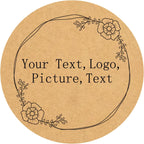 Custom Stickers Kraft Paper Labels Personalized Withe Text, Business Logo Customized Food Jars Labels Bakery Label Sticker Package Favor Canning Circle 100pcs (Style 13)