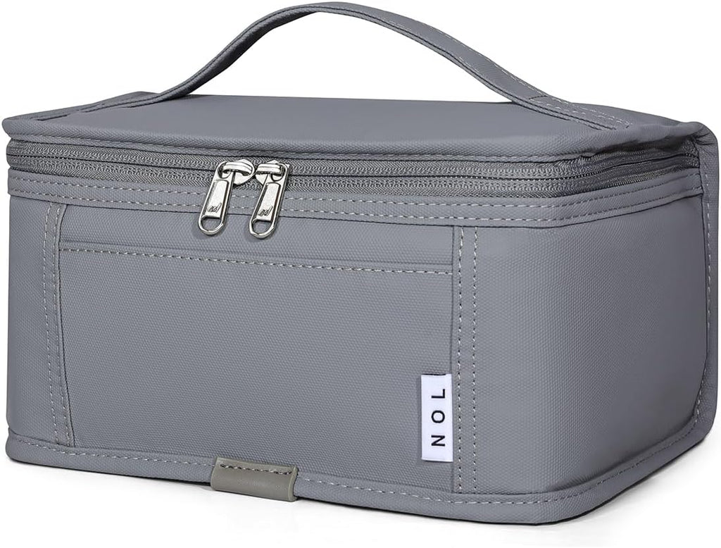 NOL Natural Organic Lifestyle Small Lunch Bag Mini Lunch Box Insulated Lunch Bag for Men/Women Leakproof Cooler Tote Bag Lightweight Nylon Waterproof Lunch Box For Work,Light gray
