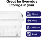 Superio Storage Bins with Lids, Clear Plastic Containers for Organizing, Stackable Totes, BPA Free, Odor Free, Organizer Boxes for Home, and Dorm (4 Pack, 60 Quart)