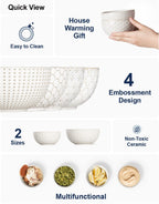 LE TAUCI Small Bowls 12 OZ, Ice Cream Bowl, Ceramic Embossment Stoneware Bowl, Bowls Set for Dessert, Fruits, Side Dishes, Suit For Housewarming - 4.5 Inch, Set of 4, Arctic white