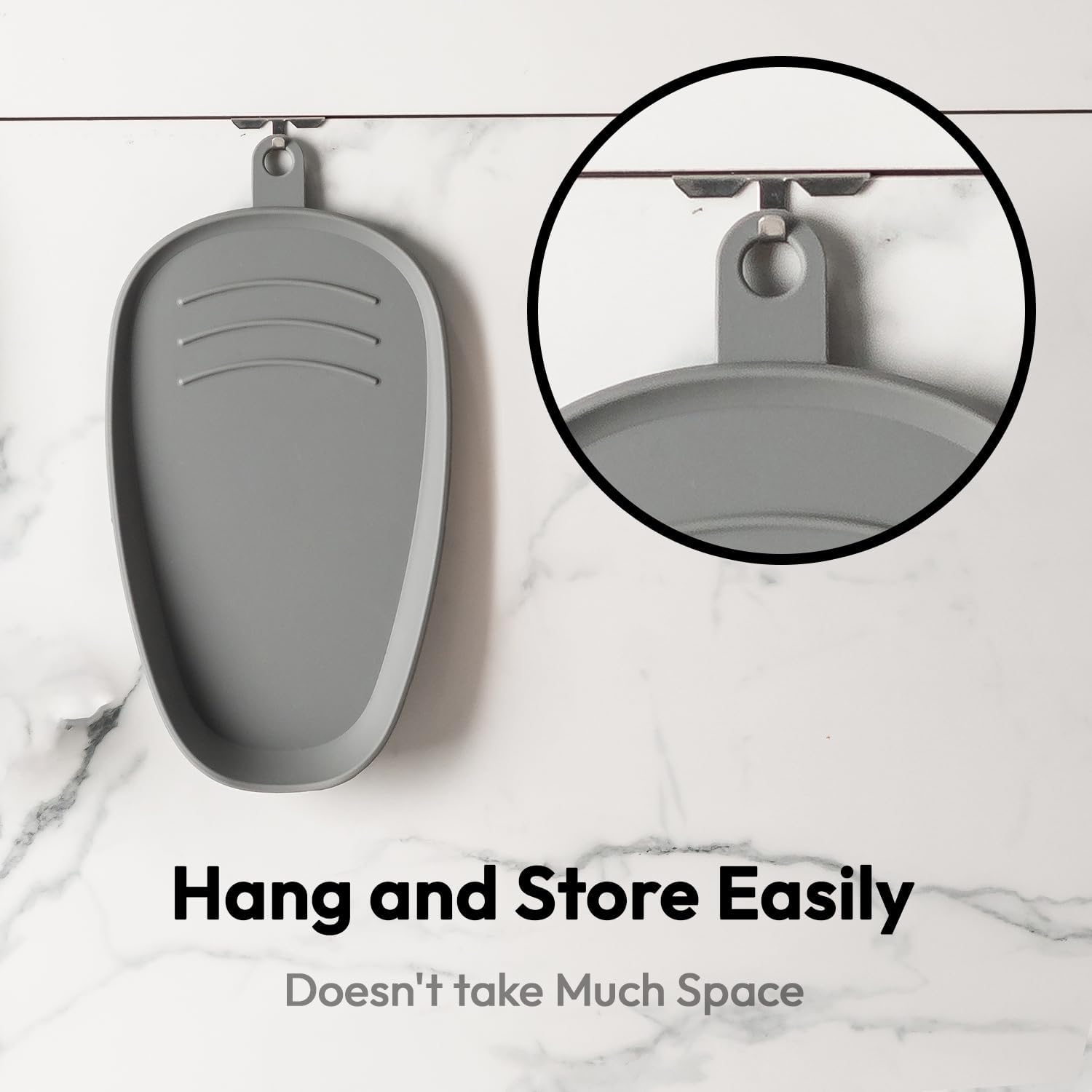 Carrotez Large Silicone Utensil Rest for Stove Top - Unbreakable Heat Resistant Silicone Spoon Rest for Kitchen Countertop - Oversized Wide Non-Scratch Spoon Holder for Camping - Grey