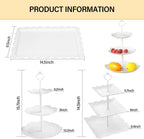 10 Pcs Cake Stand White Plastic Dessert Table Display Set 4 Pcs 3 Tired Cupcake Stand Cookie Tray Rack Serving Tray Cake Display Tower and 6 Pcs Dessert Trays for Wedding Baby Shower Tea Party