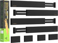 ANTOWIN Bamboo Drawer Dividers Organizers, Drawer Separators Splitter,17-22 inches Long Adjustable Spring-loaded Organizer for Large Utensil, Clothes, Tools Drawers (Black)