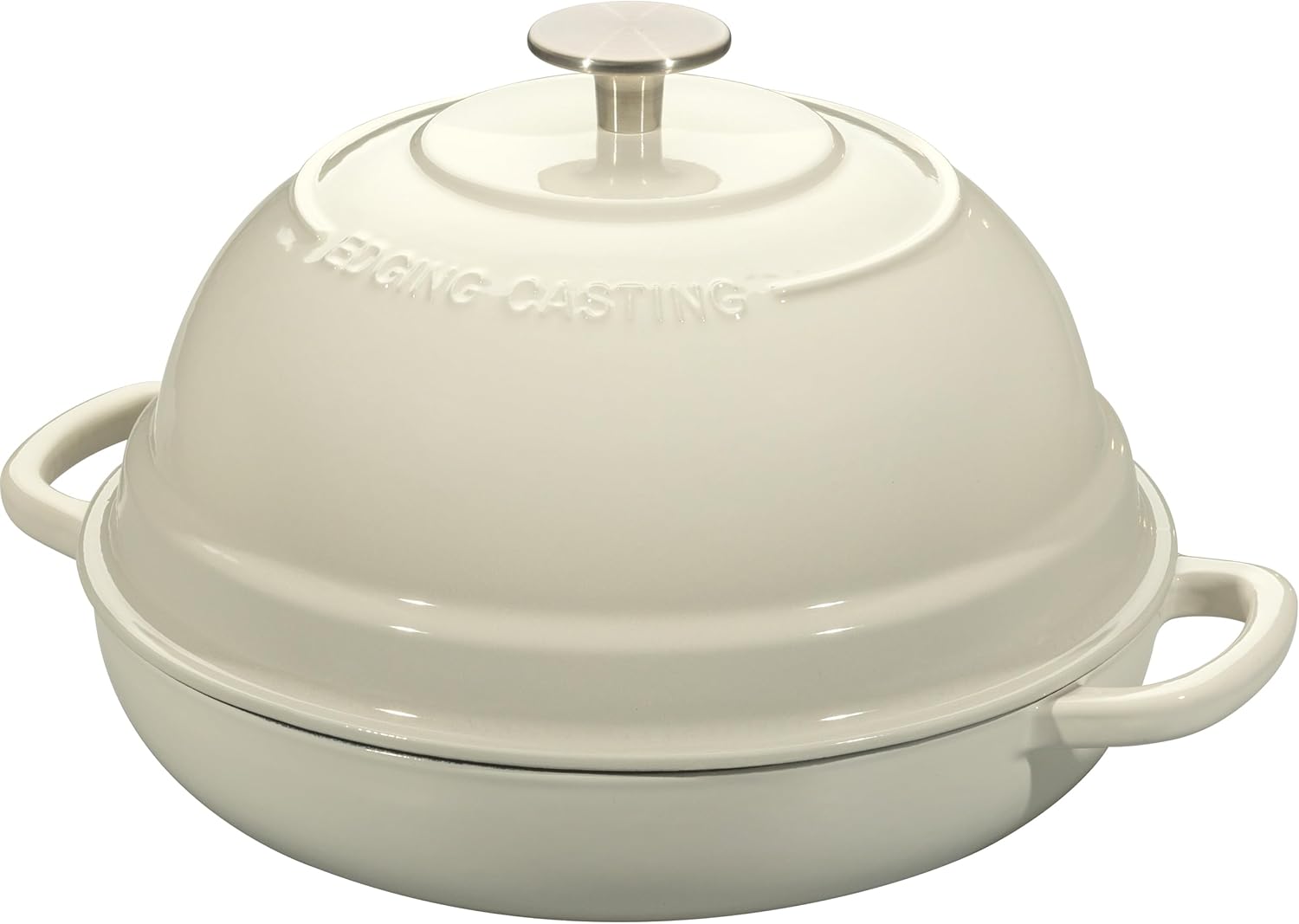 Enameled Cast Iron Dutch Oven Pot with Lid, Round Bread Oven for Homemade Sourdough Bread Baking, 6 Quart, White