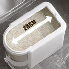 12 Lbs Rice Container with Measuring Cup, Upgraded Built-in Fresh Box, Cereal Dispenser Storage with Lids for Home Kitchen Pantry Rice Soybean Corn And large grain grains-White