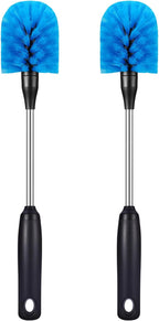 Stainless Steel Bottle Brush with Replaceable Head, Long Handle Scrub Brush for Water Bottles, Glasswares, Mugs, Flasks, Tumblers, Vases, and Kitchen Sink, 2 Pack, 13 in