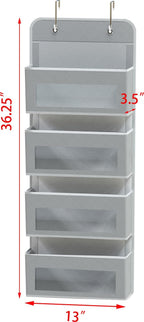 Simple Houseware 4 Clear Window Pocket Over Closet Door Storage Hanging Organizer for Bedroom, Bathroom, Pantry, Gray