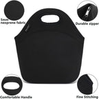 FlowFly Neoprene kids Lunch box Insulated Soft Bag Mini Cooler Thermal Meal Tote Kit for Boys, Girls,Men,Women,School,Work, Office,Black