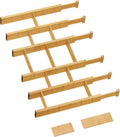 6 Pack Bamboo Drawer Dividers with 12 Inserts, Expandable Adjustable Clothes Drawer Organizers and Storage from 17" to 22" for Kitchen, Bedroom, Dresser, Cosmetics (Natural)