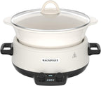 MAGNIFIQUE 5 Quart Programmable Slow Cooker with Auto Warm Setting, Glazed Ceramic Liner, Kitchen Small Appliance for Family Dinners, White