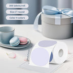 Thermal Label,3 Inch Purple Gradient Round Thermal Printer Sticker,Self-Adhesive Round Direct Thermal Labels,Thermal Stickers for DIY Logo Design,Name Tag (300 Labels/1 Roll)