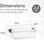 Superio Clear Storage Bins with Lids, Stackable Storage Box with Latches and Handles, Extra Small, 2 Pack 2 Quart