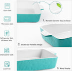 4 QT Baking Dish, Casserole Dishes for Oven, 9x13 Baking Pan with Handles, Lasagna Pan Deep, Ceramic Casserole Dish Oven Safe for Baking, Lasagna, Kitchen, Wedding Gift (Aquamarine)