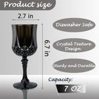 Plastic Wine Glasses，Plastic Goblets Vintage Style Cordial Drinking Glasses for Wedding Reception, Grand Event Party Supplies (48, Black)