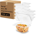 Karat 6oz PET Clear Clamshell Deli Containers - Leak-Resistant, Easy Seal for Freshness, Ideal for Salads, Fruits, Sides & Desserts - Multipurpose Plastic Take Out Food Containers (Pack of 400)
