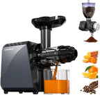 Cold Press Slow Juicers for Carrot Celery Ginger Beet, Electric Coffee Grinder, 250W Masticating Juicer Machine Vegetables Fruit Juice Extractor Easy To Clean Quiet Juicer BPA-Free Reverse Function