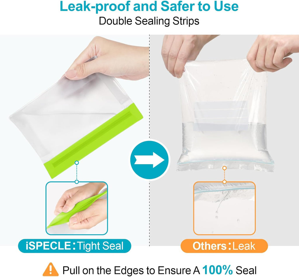 iSPECLE Reusable Freezer Bags - 6 Pack Gallon Freezer Bags BPA-Free with Stand-Up Bottom and Label, Easy to Get Frozen Meat, Vegetables, Fruit, Leakproof Freezer Bags Keep Food Fresh, Green