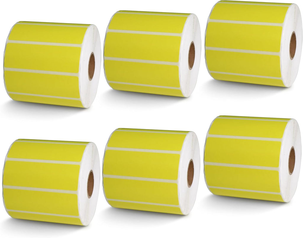 BETCKEY - 3" x 1" UPC Barcode & Address Labels Compatible with Zebra & Rollo Label Printer,Premium Adhesive & Perforated[Yellow, 6 Rolls, 8250 Labels]
