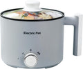 Electric Hot Pot:1.5 L Ramen Cooker, Dual Power Mini Portable Multi-Functional Lazy Pot for Pasta, Noodles, Egg, Soup, Non-Stick Noodle Cooker with Boil Dry Protection for Dorm, Office (Grey)