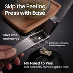 No Peeling Required Garlic Press Stainless Steel Detachable Handle for Coarse Mince, Premium Garlic Mince Tool, Rust-Proof, Easy to Clean, Dishwasher Safe, Garlic Crusher Lifetime Replacement