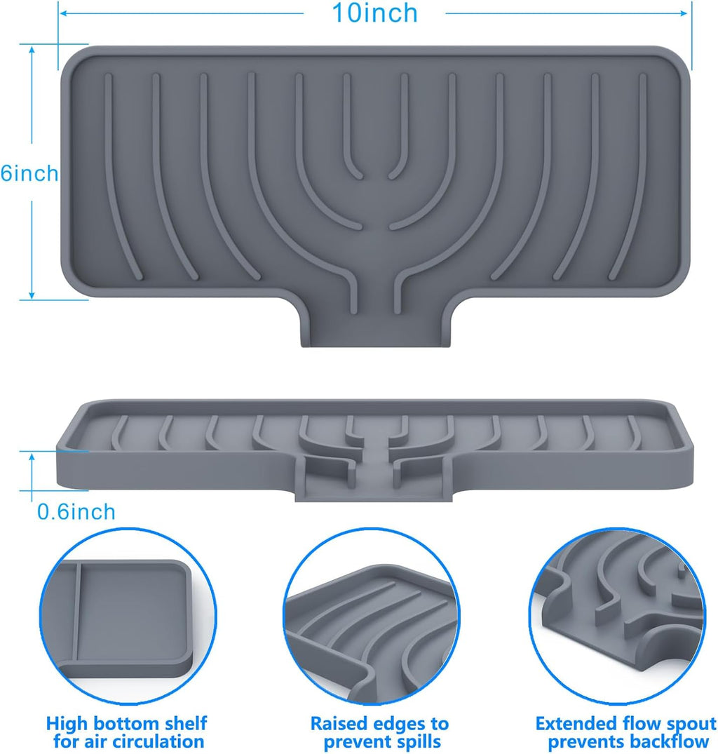 Soap Dish Drying Mat, Sponge Holder & Soap Holder for Kitchen, Bathroom Sink Sponge Drying Rack & Sink Organize Tray for Efficient Storage, Multifunctional Kitchen Organizer(Gray)