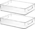 Clear Plastic Storage Bins, Perfect for Kitchen Organization or Pantry Organization and Storage, Large Fridge Organizer Plastic Bins, Pantry Organization and Storage Bins, Cabinet Organizers