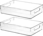 Clear Plastic Storage Bins, Perfect for Kitchen Organization or Pantry Organization and Storage, Large Fridge Organizer Plastic Bins, Pantry Organization and Storage Bins, Cabinet Organizers