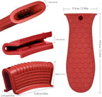 6 Pieces Silicone Hot Tool Holder Heat Resistant Potholder Cookware Handle Non Slip Rubber Pot Holders Handles Grip Covers for Cast Iron Skillet Silicone Cooking Kitchen Suits (Red)