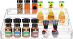 PMMASTO Tiered Spice Rack, Seasoning Organizer, Clear Acrylic Vertical Shelves Can Organizer for Countertop, Cabinet, Pantry, Kitchen Organization and Storage - 3 Tier
