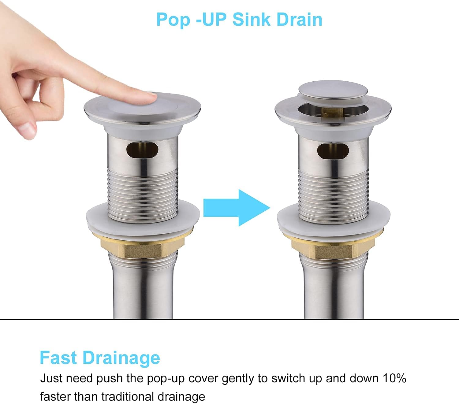 CREA Bathroom Sink Drain, Bathroom Sink Stopper with Drain Hair Catcher Pop Up Drain 1 1/2" for Bathroom Vanity Kitchen Sink with Overflow, Brushed Nickel