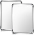 E-far Stainless Steel Baking Sheets, 12.4” x9.7” x 1” Baking Cookie Sheets Pans for Oven, Non-toxic Metal Trays for Cake Cookies, Healthy & Rust Free, Mirror Finish & Dishwasher Safe, 2 Pack