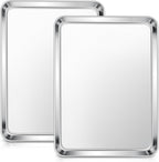 E-far Stainless Steel Baking Sheets, 12.4” x9.7” x 1” Baking Cookie Sheets Pans for Oven, Non-toxic Metal Trays for Cake Cookies, Healthy & Rust Free, Mirror Finish & Dishwasher Safe, 2 Pack