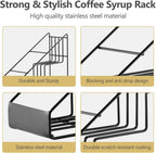 Coffee Syrup Rack for Coffee Bar Accessories, Fits with Torani and Monin Syrup, Coffee Bar Organizer Holds 4 Bottles 2 Pack