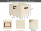 StorageWorks Storage Baskets for Shelves, Foldable Fabric Closet Storage Bins with PU Handles, Fabric Storage Bins Clothes Organizer, Ivory White, 3-Pack, Extra Large