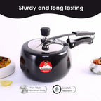 Wonderchef Taurus Hard Anodized Inner Lid Pressure cooker, 3 liter, Cool Touch Handles for Durability, Induction Friendly, 5 year warranty, ISI Certified3 LitresBlack
