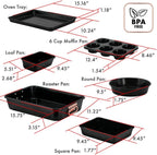 Nonstick Ceramic Bakeware Set – 8 Piece Baking Pans Set, Oven Safe to 450°F, Includes Muffin Pans, Cookie Sheets, Loaf, Roaster, Round & Square Pans, BPA-Free