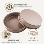 Non Toxic Nonstick 9 inch Round Cake Pans Set of 2 | Quality Non Stick 9 inches Layer Circle Cake Pan 2 inches Deep | Best 9in Baking Pan PFOA, BPA free Nontoxic | 9inch 9inches Cake Pans Set