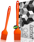 Anaeat Silicone Basting Pastry Brush- 2 Pack Heat Resistant Brushes with Soft Bristles, Hygienic Seamless Design, Marinade Brush Great in Baking for Spreading Oil Butter Sauce BBQ Grill (Orange)
