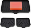 3-Pack Silicone Soap Dish, Sponge Holder for Sink, Kitchen Soap Tray, Bathroom Soap Holder, Sponge Tray with Drain (Black)