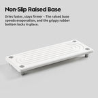 Water Absorbing Stone Sink Caddy, Diatomite Kitchen Sink Organizer, Bathroom Counter Tray, Faucet Drying Mat Coaster Soap Dish Rack Riser Dispenser Sponge Holder, Silver, White 10" x 4"